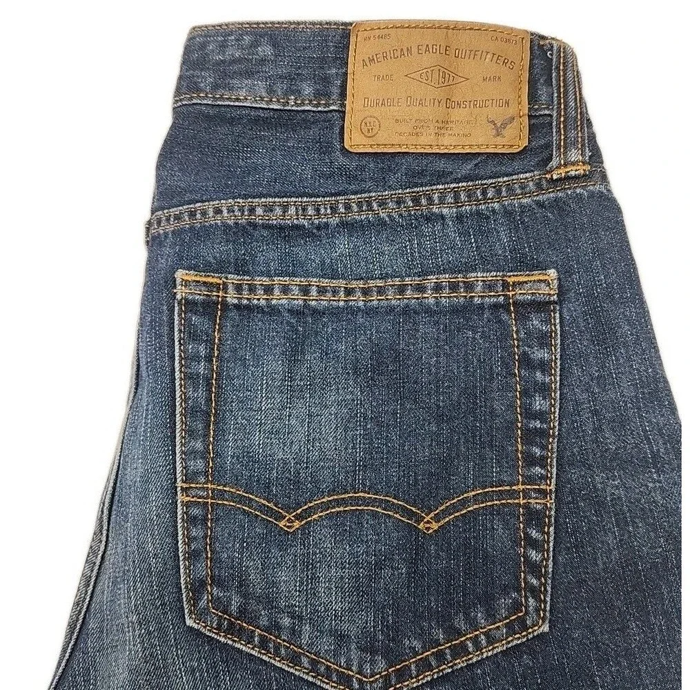 American Eagle Jeans Original Straight Size 30x34 Cotton Distressed Medium Wash